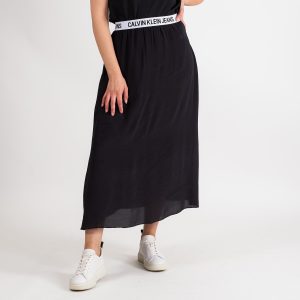 Calvin Klein - Logo elastic midi skirt - Nederdele - 099/BLACK - L