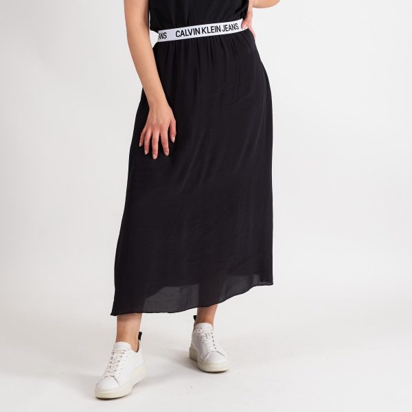 Calvin Klein - Logo elastic midi skirt - Nederdele - 099/BLACK - S