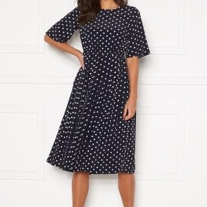 Happy Holly Eloise pleated dress Dark blue / Dotted 44/46