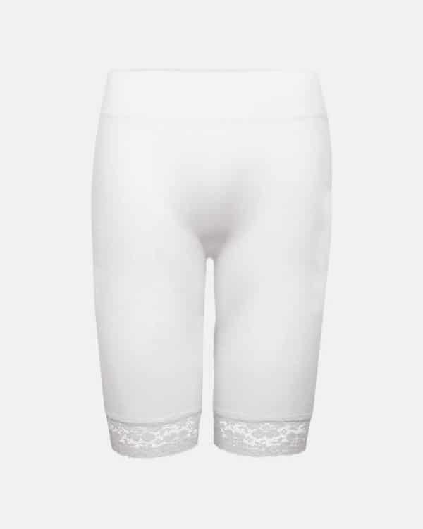 Lange shorts med blonder | polyamid | hvid
