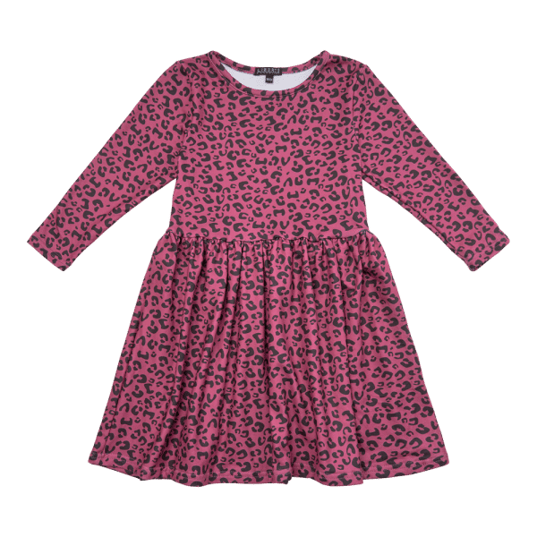 Liberté - Alma KIDS Babydoll Dress Fleece LS - Dark Rose Leo