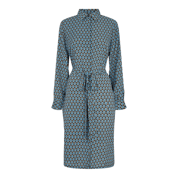 Liberté - Edna LS Shirt Dress - Blue Orange Print