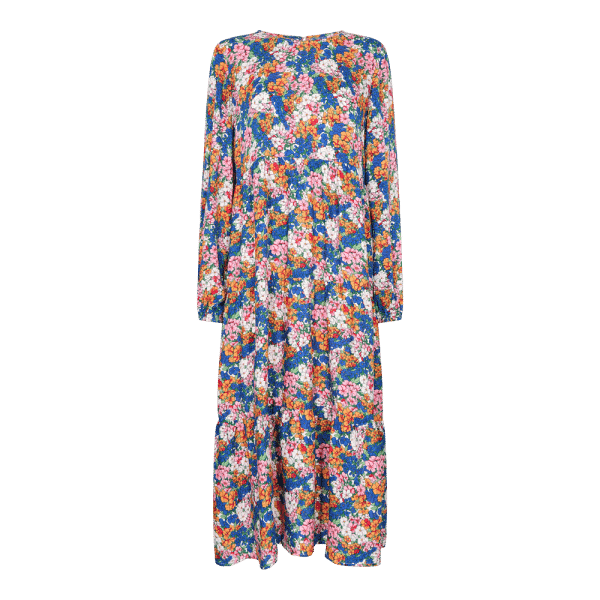 Liberté - Sanna LS Long Dress - Blue Orange Flower