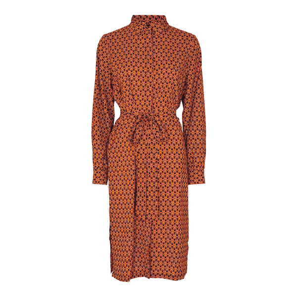 Liberté - Edna LS Shirt Dress - Black Orange Print