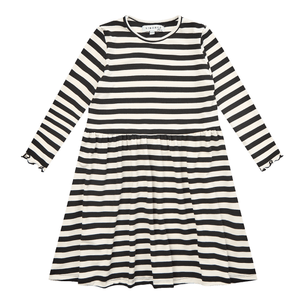 Liberté - Natalia KIDS Dress LS - Black Creme Stripe
