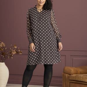Fantastisk kjole/tunika - Brun med prikker