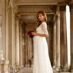 Verona brudekjole til gravid fra Tiffany Rose, lang (elfenbensfarvet)