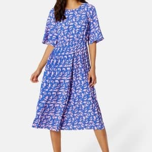 Happy Holly Eloise pleated dress Blue / Patterned 32/34