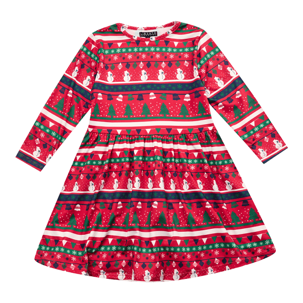 Liberté - Alma KIDS LS Babydoll Dress, 9658 - Snowman X-Mas