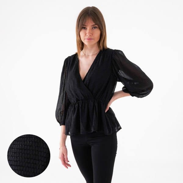 Pieces - Pccallie 2/4 top - Bluser og skjorter til kvinder - Sort - M