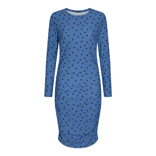 Liberté - Long Dress LS, Alma - Dusty Blue Dot