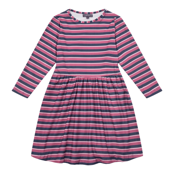 Liberté - Alma Babydoll Dress KIDS LS - Raspberry Stripes - 110/116