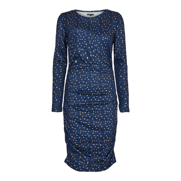 Liberté - Alma Long Dress LS, 9506 - Navy Gold Dot - L/XL