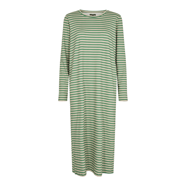 Liberté - Alma T-shirt Dress LS - Dark Sand Green Stripe - L/XL