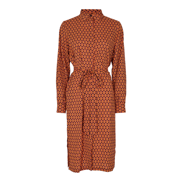 Liberté - Edna LS Shirt Dress - Black Orange Print - L