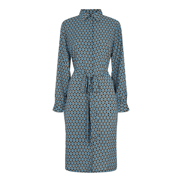 Liberté - Edna LS Shirt Dress - Blue Orange Print - M