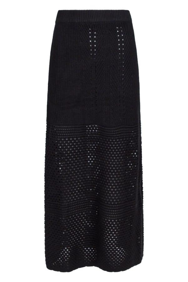 Neo Noir - Nederdel - Como Crochet Knit Skirt - Black