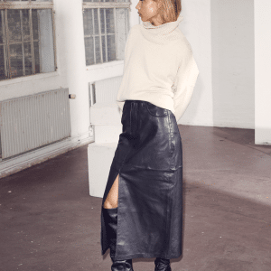 CoÂ´Couture Phoebecc Leather Slit Nederdel Pre-order, Farve: Sort, Størrelse: L, Dame
