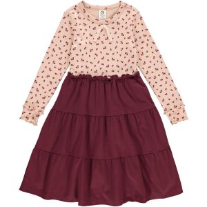 Berry langærmet kjole - Spa rose/Fig/Berry red - 104