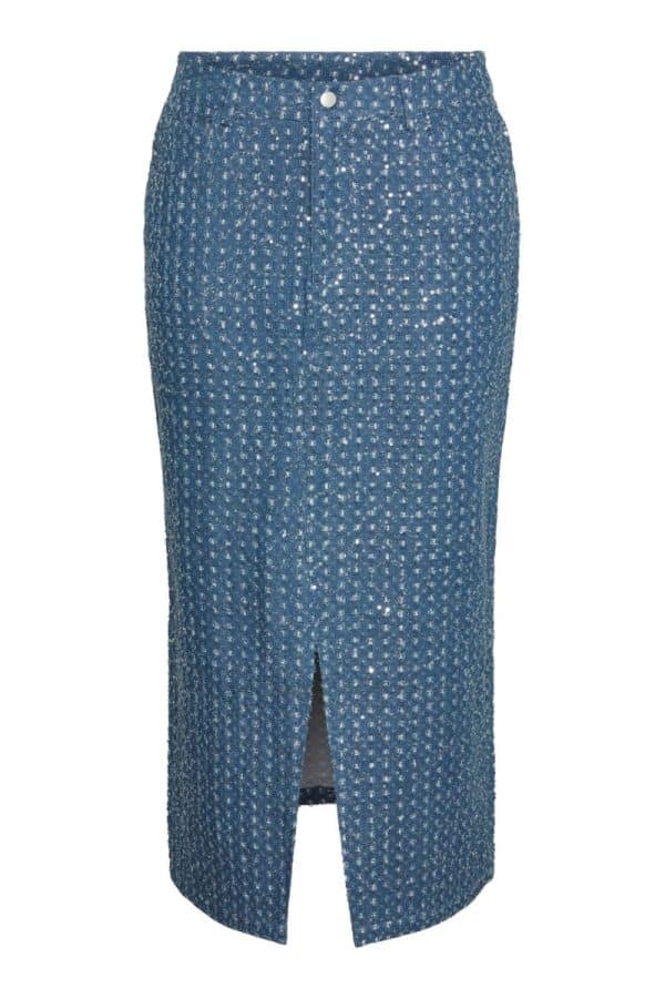 Pieces - Nederdel - PC Naomi HW Midi Denim Skirt - Medium Blue Denim