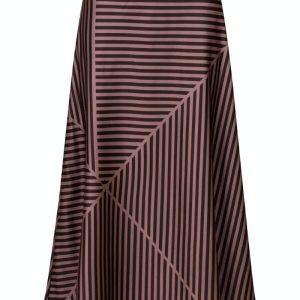 Neo Noir - Bovary Mix Lines Skirt - Dark brown