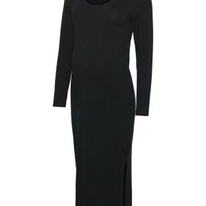 Leva langærmet jrs midi kjole - BLACK - XL