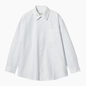 W' L/S Downlen Shirt - Dowlen Stripe, White - Carhartt WIP - Stribet L