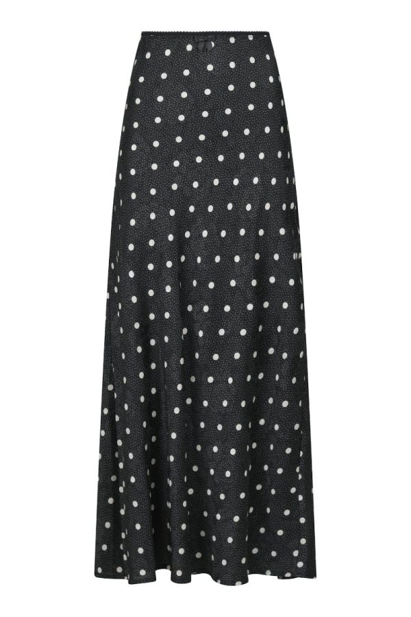 Neo Noir - Nederdel - Lola Retro Dot Long Skirt - Black