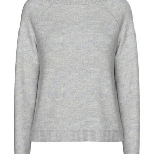 Pieces - Strik - Pc Juliana Ls O-Neck Knit- Light Grey Melange