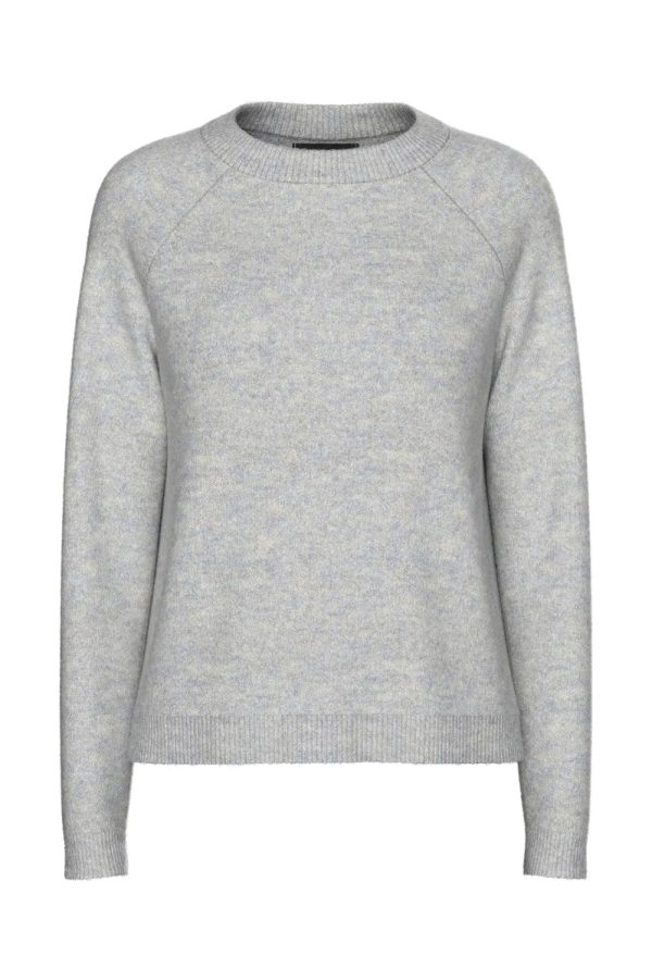 Pieces - Strik - Pc Juliana Ls O-Neck Knit- Light Grey Melange