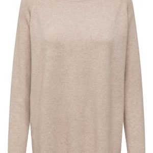 JDY - Bluse - JDY Marco L/S O-Neck Slit Pull - Beige Melange