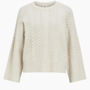 Objrosa Knit L/S RE Pullover 134 - White Sand/Melange - Object - Hvid L