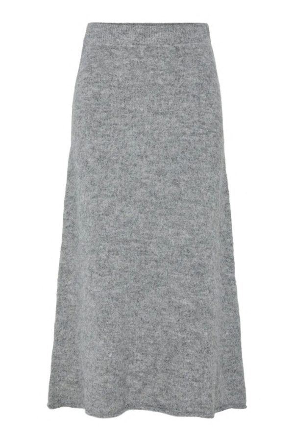 Pieces - Nederdel - Pc Pam Hw Ank Knit Skirt - Dark Grey Melange