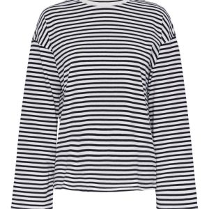 Pieces - Bluse - PC Sadie LS Top - Cloud Dancer/Black