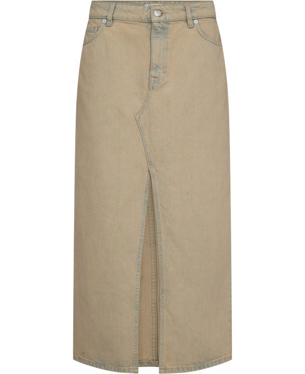 Long Slit Denim Skirt