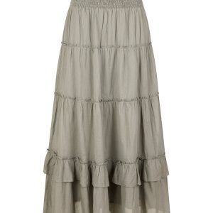 Margot Voile lang nederdel - Smoke Green