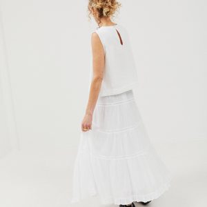 Miranda Voile nederdel - hvid