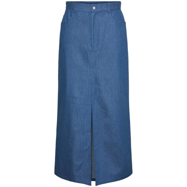 PIECES dame nederdel PCASTA - Medium blue denim