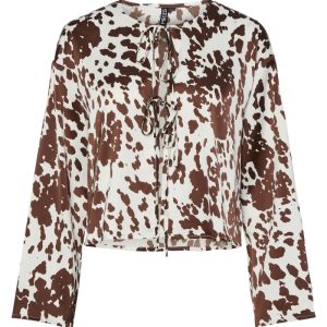 Pieces - Bluse - PC Mari Ls V-Neck Tie Top D2D Dmo - Cloud Dancer