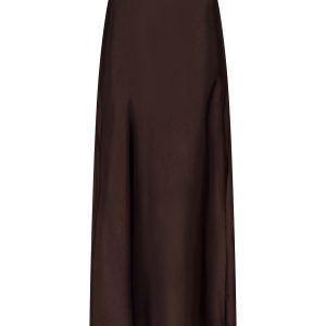 Vicky Heavy satinnederdel - brun