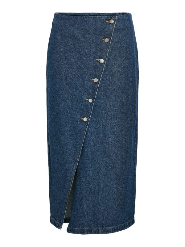 Visym HW midi denimnederdel - Medium Blue Denim