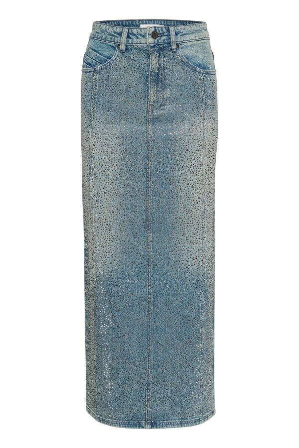 ZorahGZ lang denimnederdel - Mid Blue Washed
