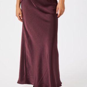 Vicky Heavy satinnederdel - Burgundy
