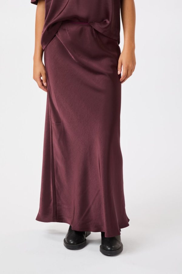 Vicky Heavy satinnederdel - Burgundy