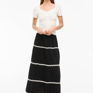 Vimanda Wavy lang nederdel - Black Beauty