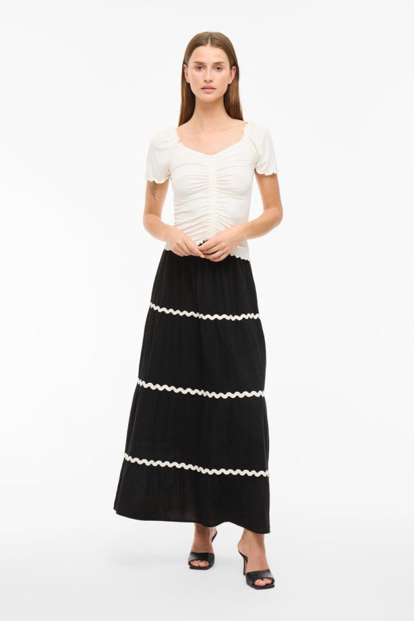Vimanda Wavy lang nederdel - Black Beauty