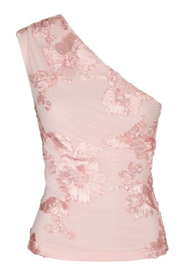 Neo Noir - Top - Florini Big Flower Mesh Top - Light pink (Levering slut juli)