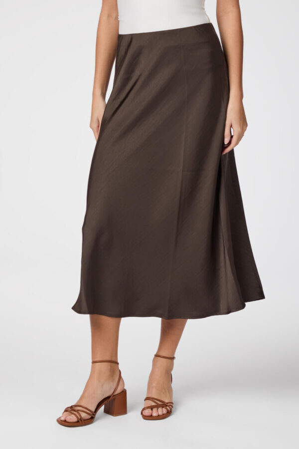 Bovary nederdel satinnederdel - Dark Brown