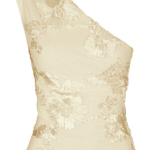 Neo Noir - Top - Florini Big Flower Mesh Top - Light Yellow