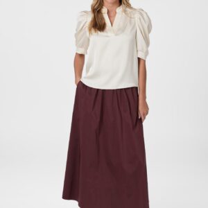 Yara Poplin lang nederdel - Burgundy